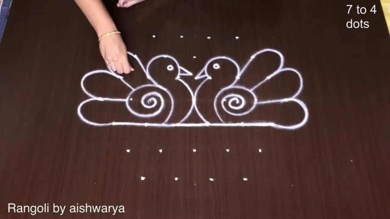 7x4 Dots Simple Peacock Kolam