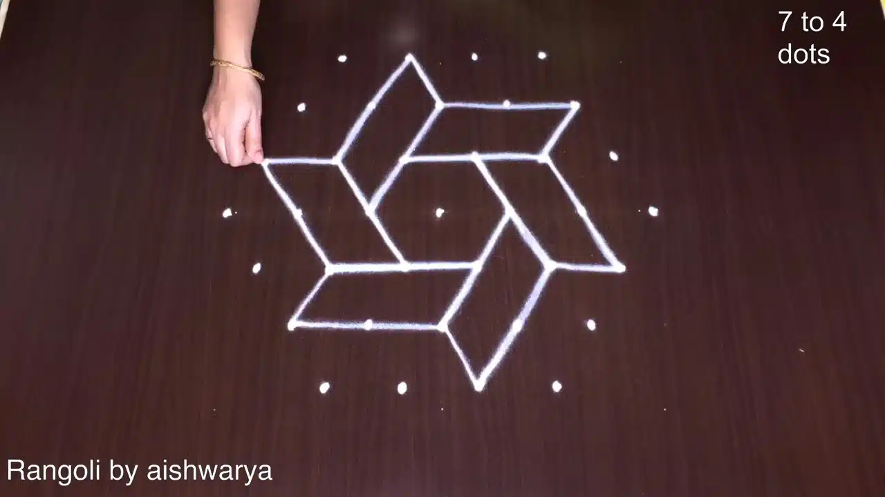 7×4 Side Dots Very Simple Kolam