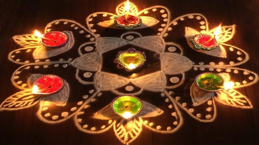 7×4 dots diya kolam