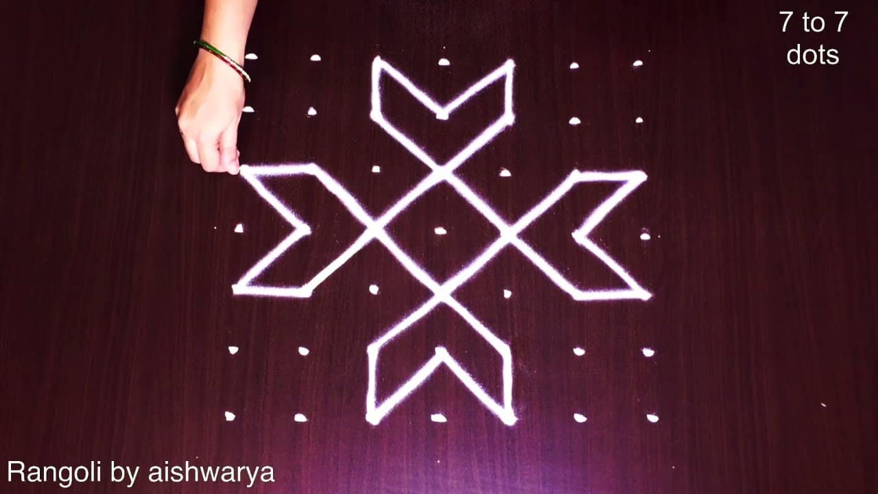 7×7 Designs Kolam on Floor