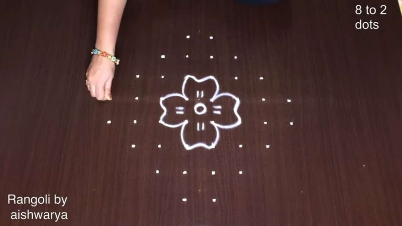 8x2x2 Flower Kolam Simple Muggulu