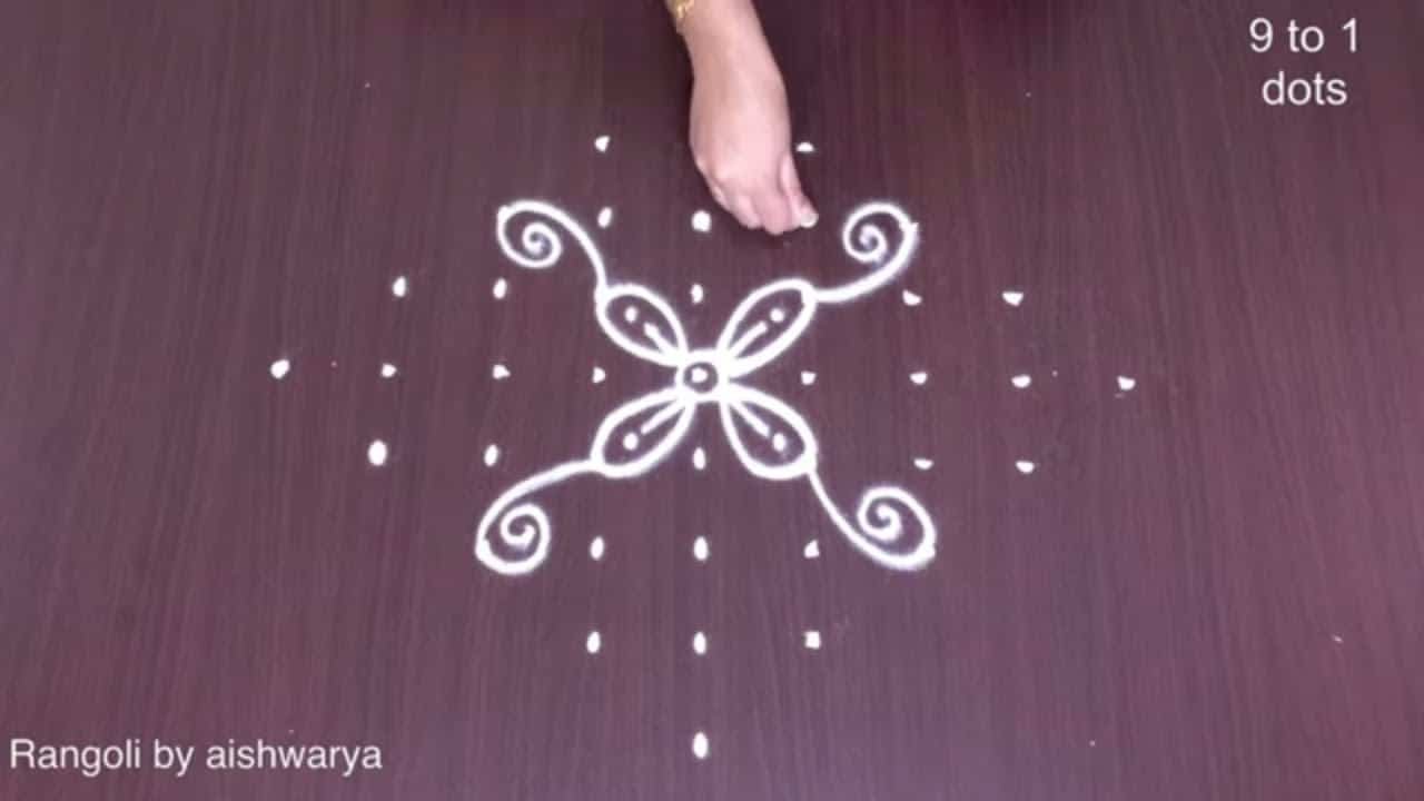 9 1 Dots Easy and Simple Kolam