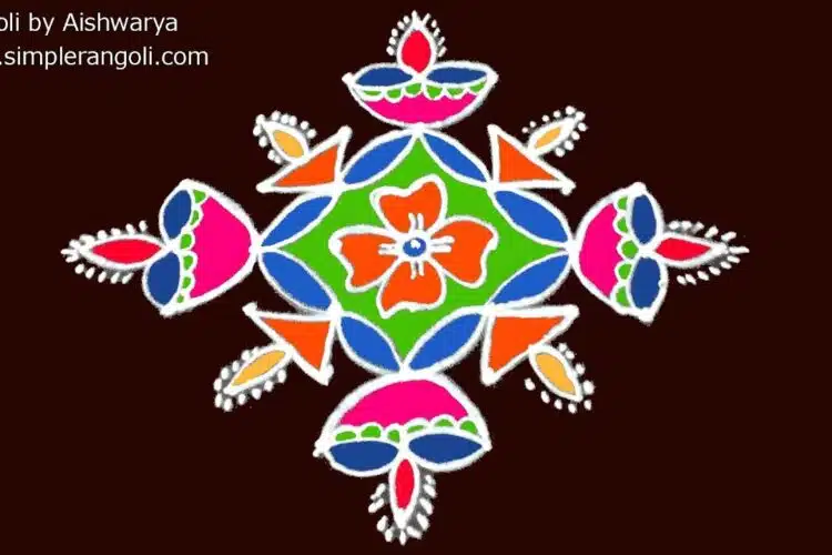 9 Dots Beautiful Evening Colour Muggulu