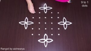 9 to 1 dots Rangoli Designs