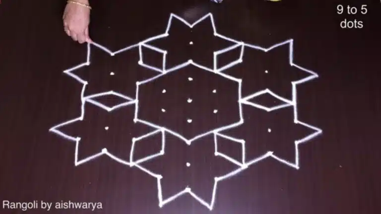 9 dots six-star kolam