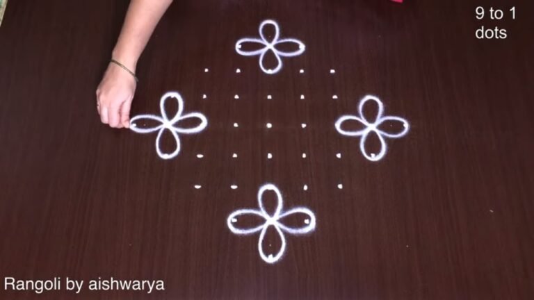 9×1 dots flower kolam