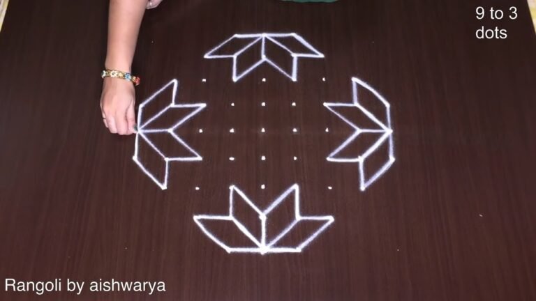 9×3×3 dots rangoli for beginners