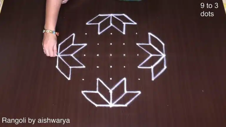 9×3×3 dots rangoli for beginners