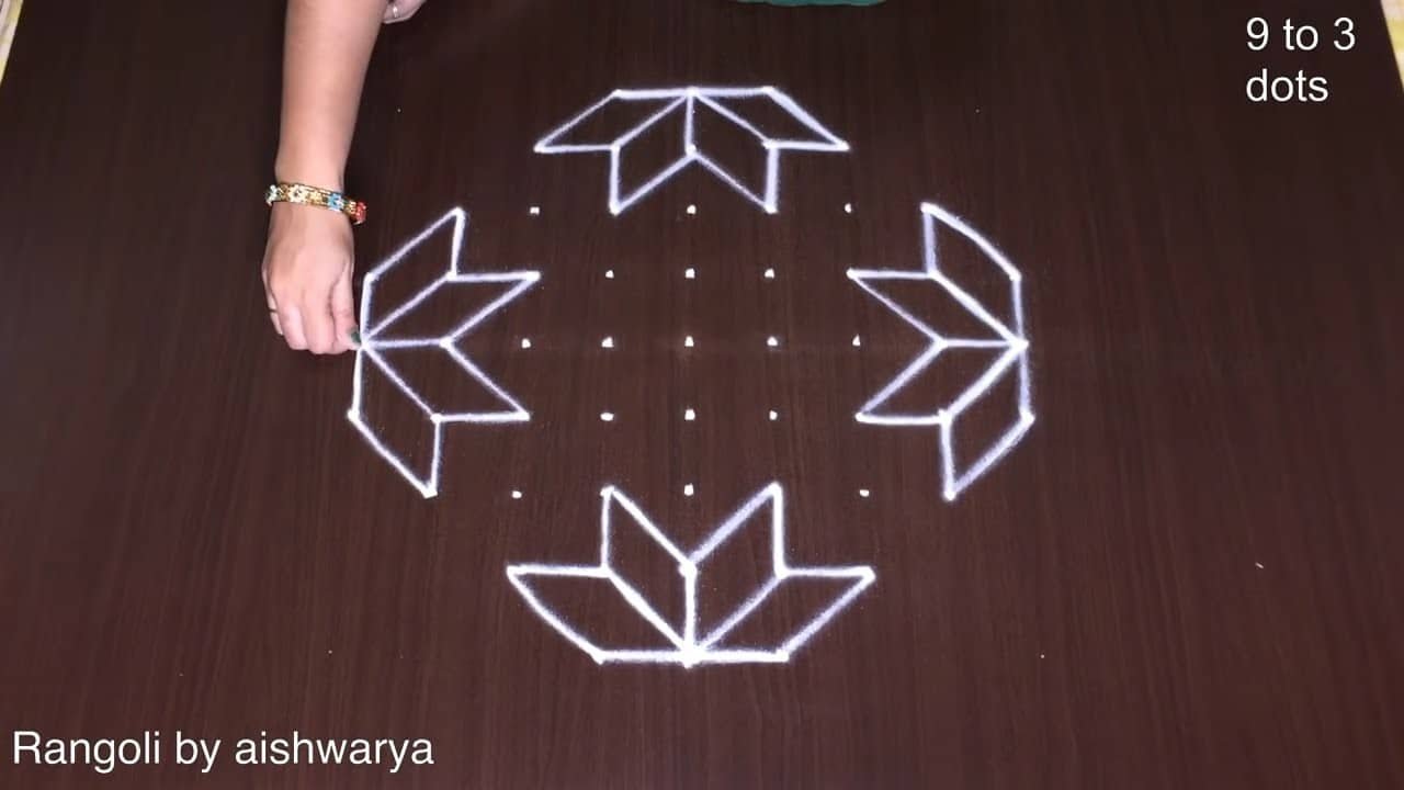 9x3x3 Dots Simple Beginners Rangoli
