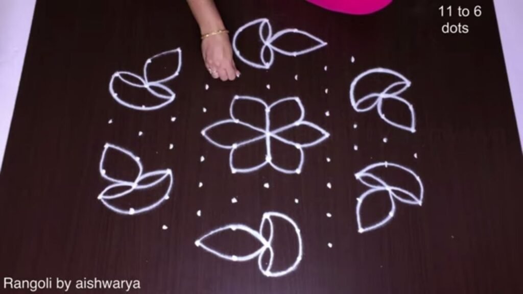 11×6 dots diya rangoli