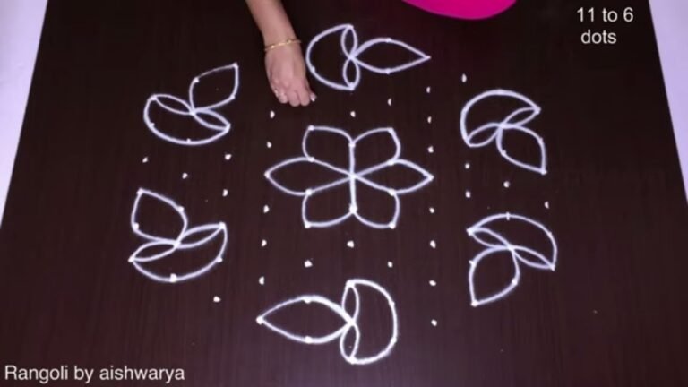 11×6 dots diya rangoli