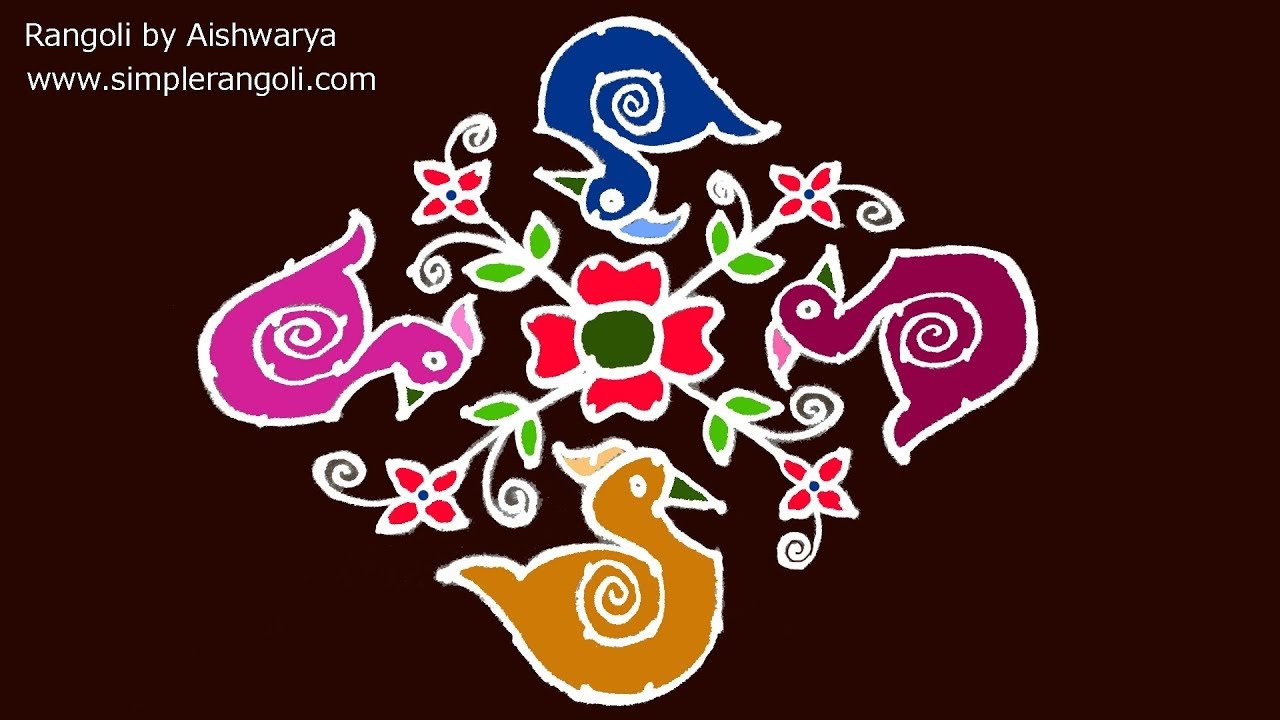 Amazing Four Birds Kolam