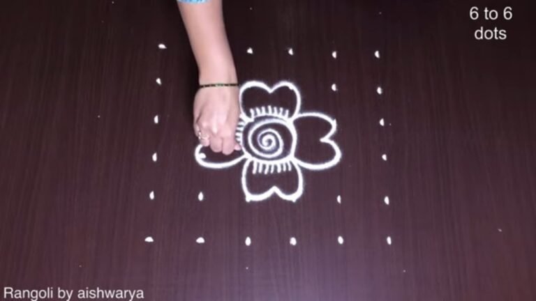 6×6 middle dots flower rangoli