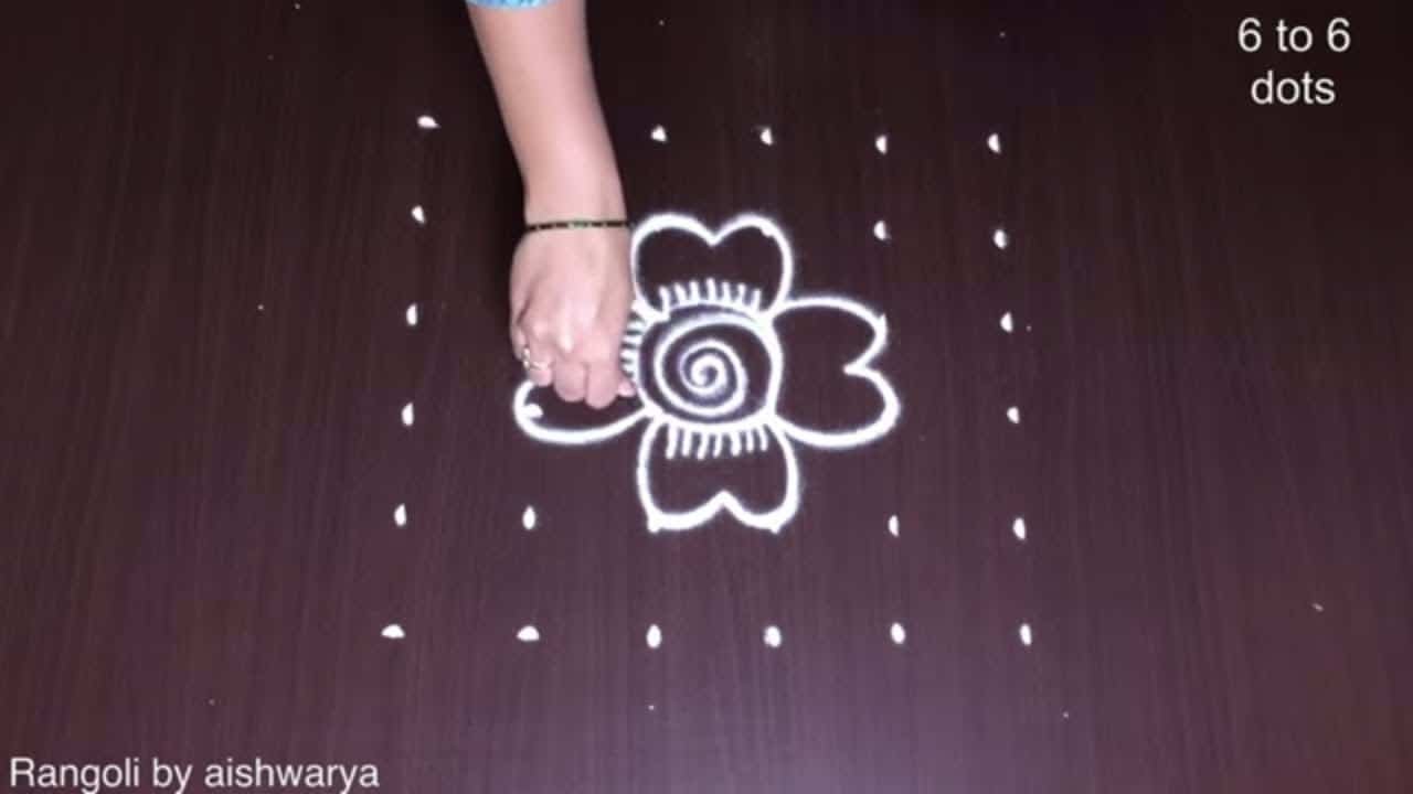 Amazing Poo Designs Middle 6 Into 6 Rangoli