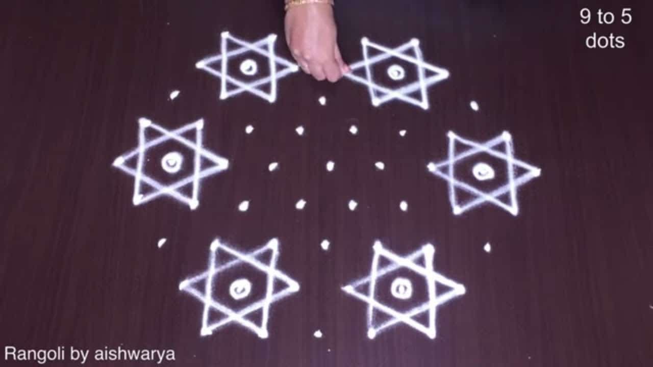 Amazing Star Rangoli With Diya
