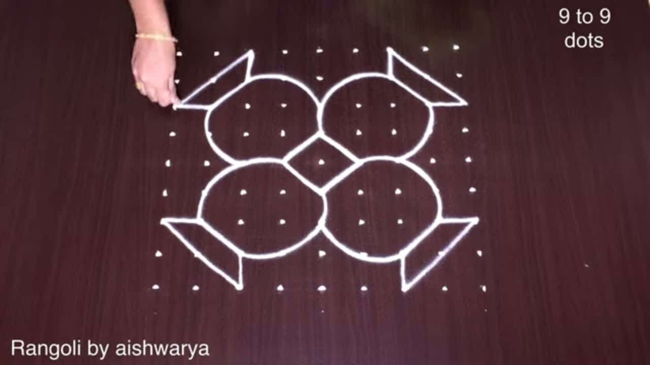 Attractive 9 to 9 Dots Kolam