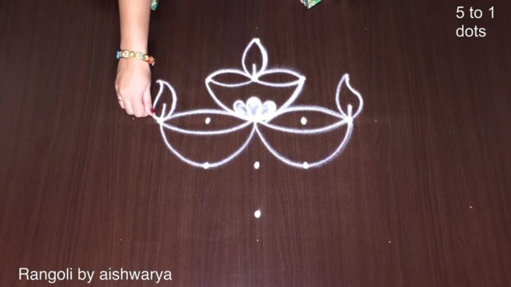 5-to-1 dot diya rangoli