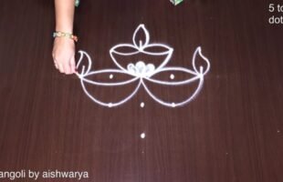 Basic Diya Rangoli Designs With 5 to 1 Dots