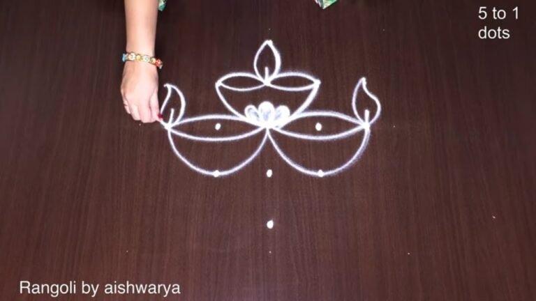 5-to-1 dot diya rangoli