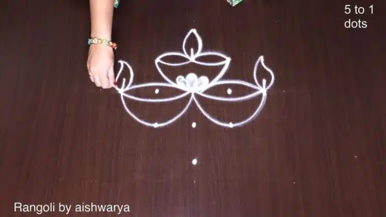 5-to-1 dot diya rangoli