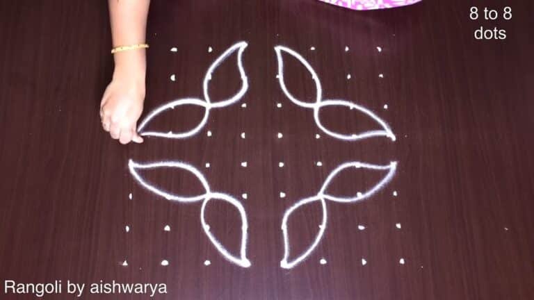 flower and diya kolam