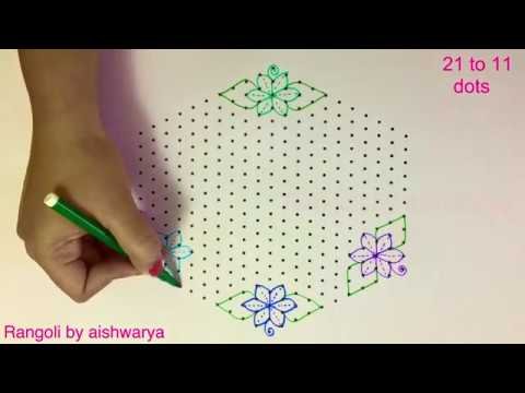 Beautiful 21-11 Dots Flower Muggulu