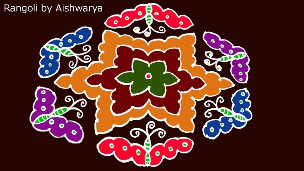 colourful butterfly rangoli