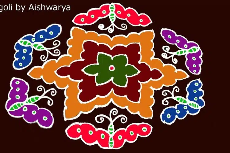 Beautiful Butterfly Colour Rangoli