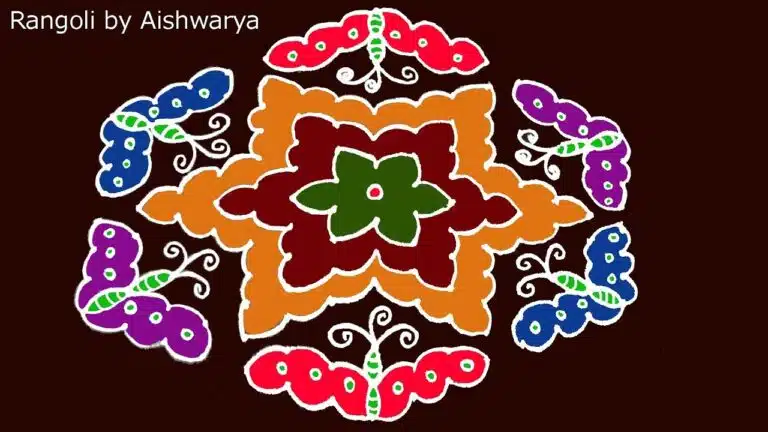 Beautiful Butterfly Colour Rangoli
