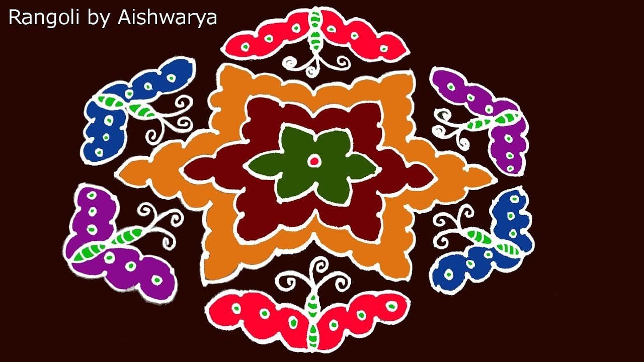 Beautiful Butterfly Colour Rangoli