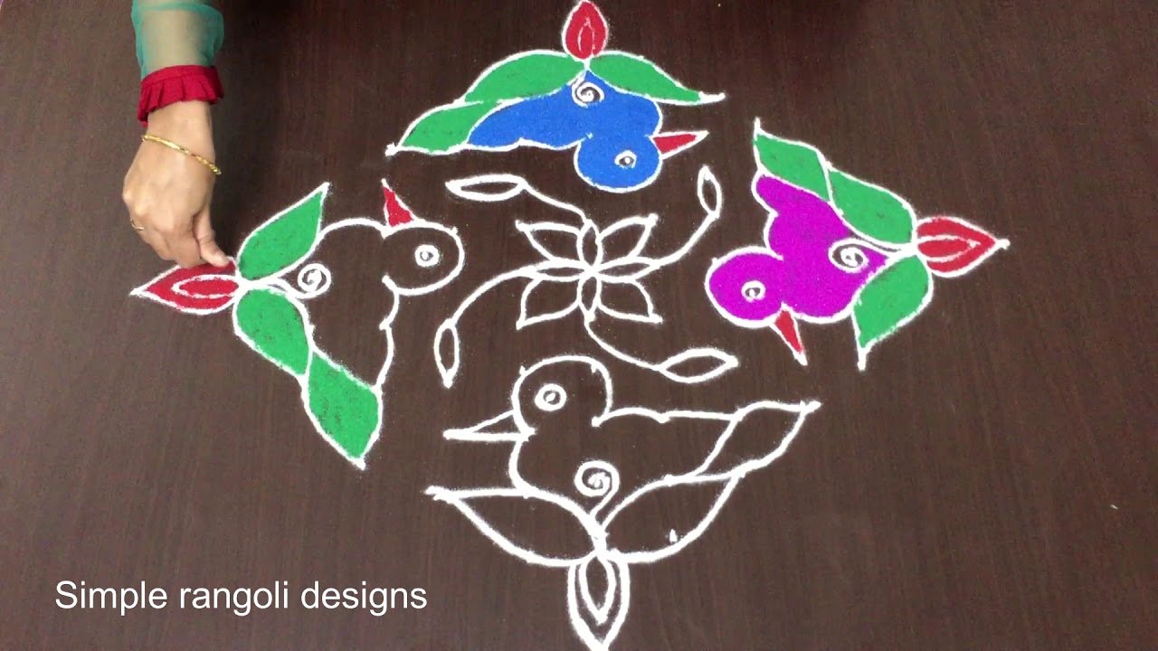 Beautiful Colours Rangoli With 13 to 1 Dots