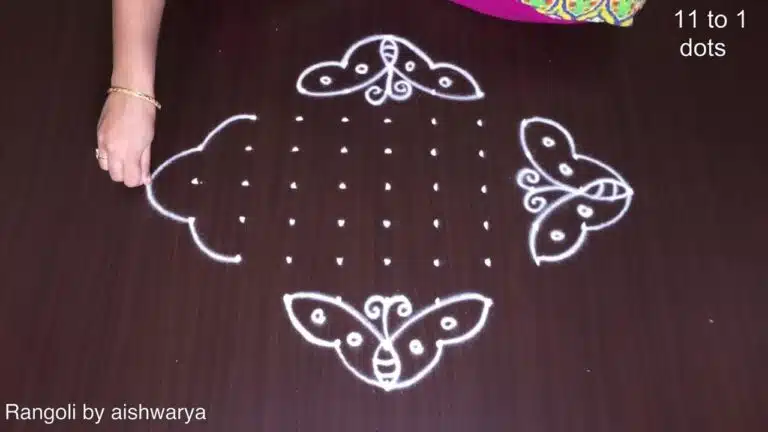 dotted butterfly rangoli