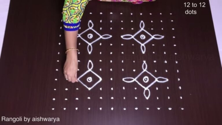 Diwali kolam with mud lamps