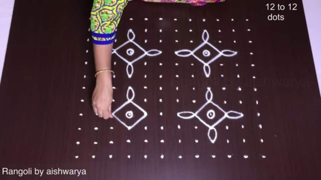 Beautiful Diwali Kolam Big With Mud Lamps