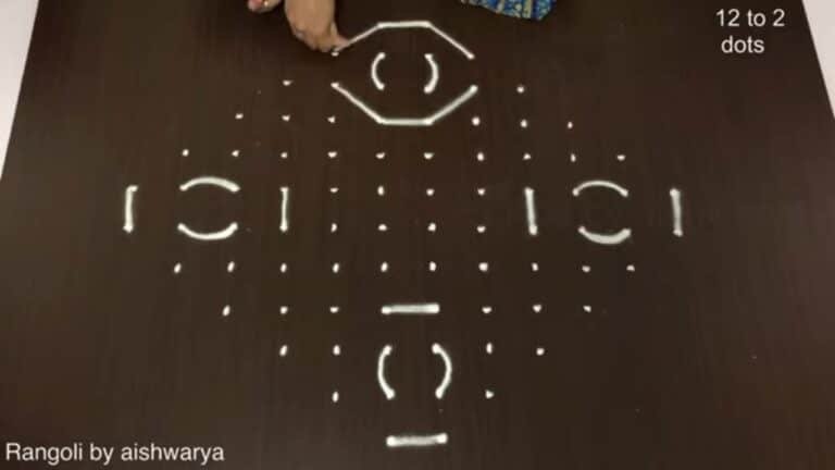 12×2 dots Dusshera kolam