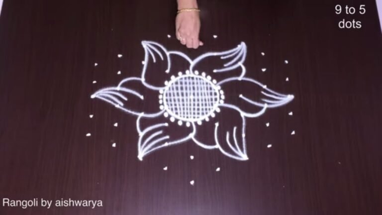 flower kolam with diyas