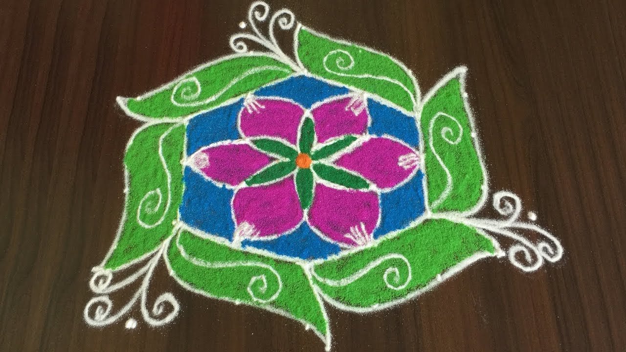 Beautiful Flower Kolam With 7