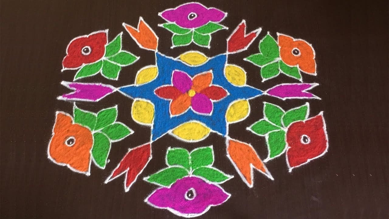 Beautiful Flowers Rangoli Designs