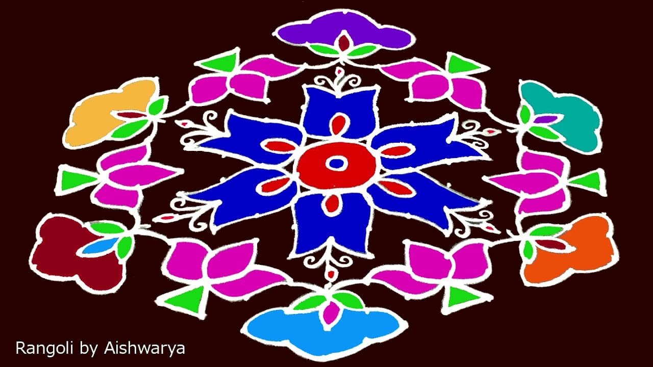 Beautiful Flowers Rangoli Kolam