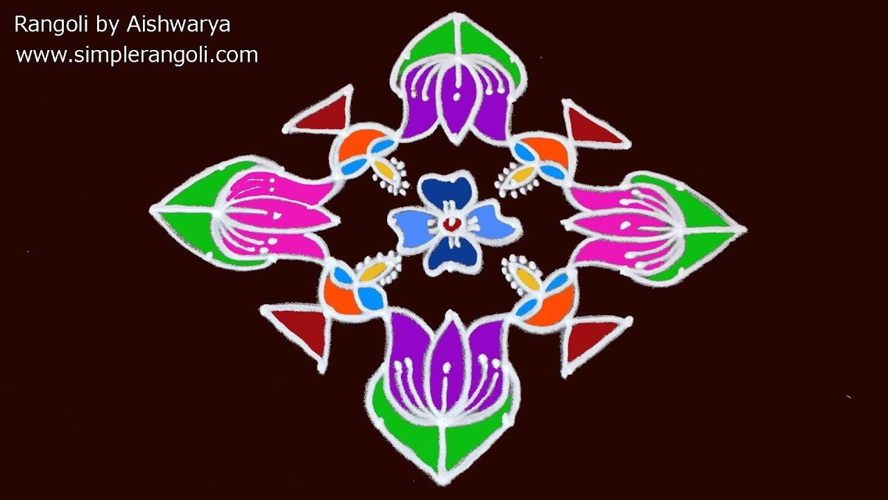 Beautiful Lotus Depam Rangoli