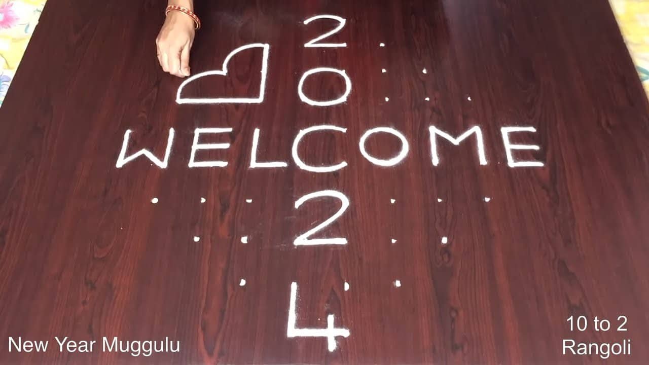 Beautiful New Year Flower Kolam