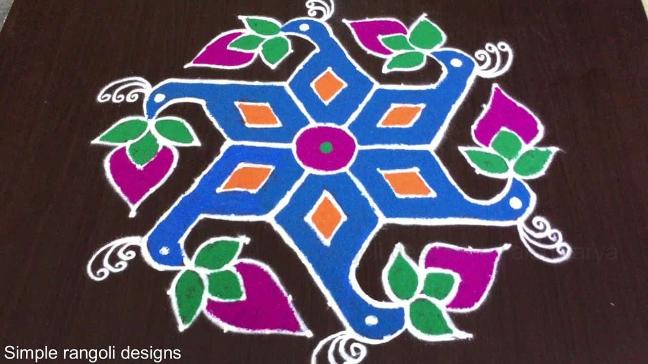 Beautiful Peacock Rangoli Designs for Sankranti