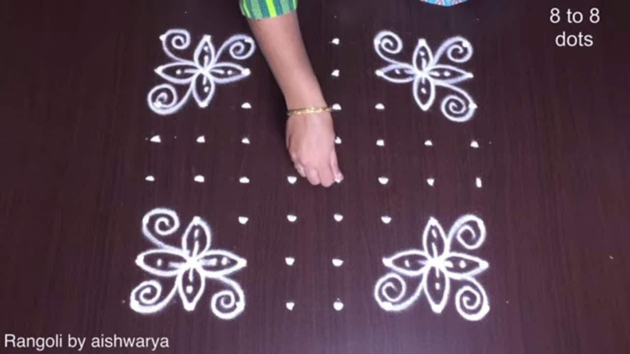 Beautiful Rangoli Muggulu With 8