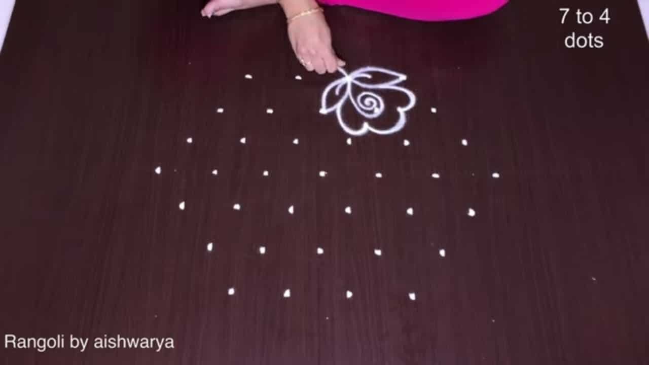Beautiful Rose Flower Kolam