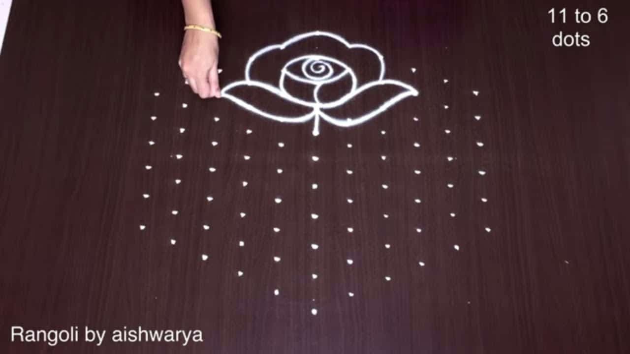 Beautiful Rose Flower Rangoli