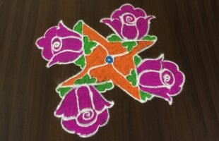Beautiful Rose Flowers Rangoli Designs
