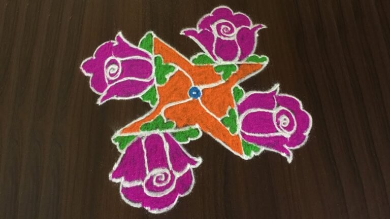 rose flower rangoli