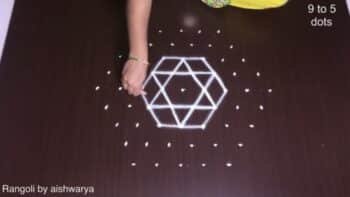 Beautiful Simple 9×5 Dots Rangoli