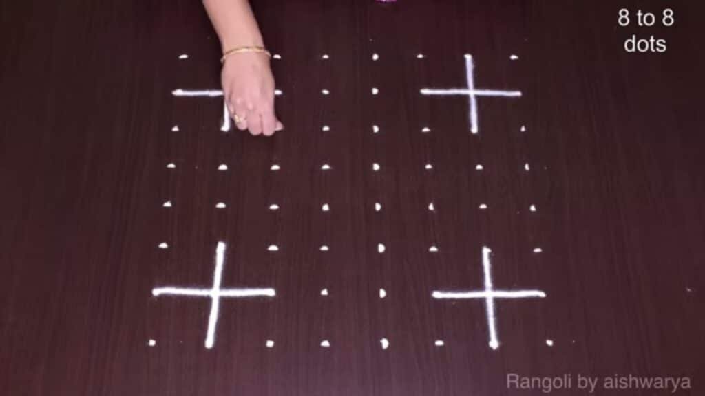 8×8 dots flower pot kolam