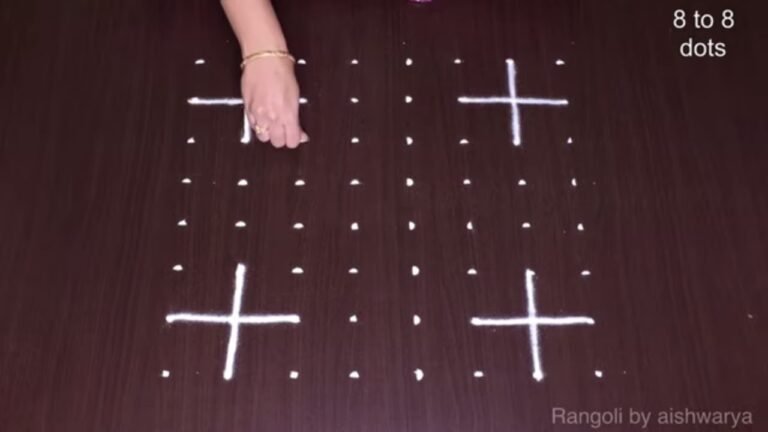 8×8 dots flower pot kolam